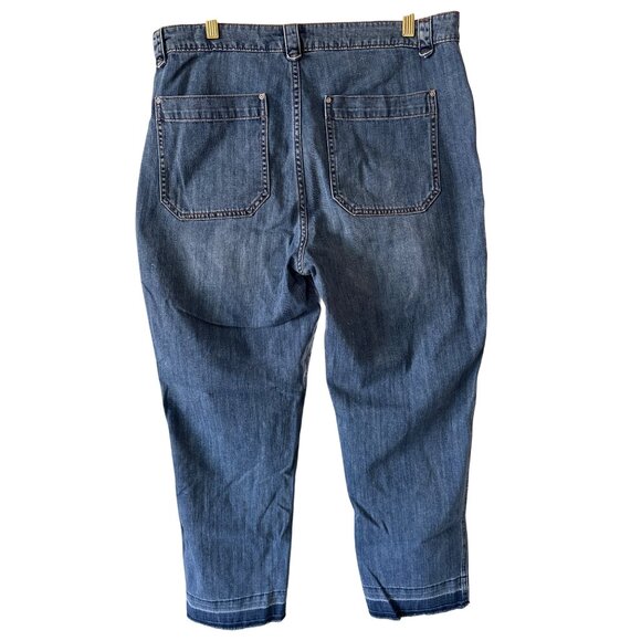 Sundance Roadside Jeans Size 10 Mid Wash High‎ Waist Raw Hem Patch Pockets - Picture 7 of 11